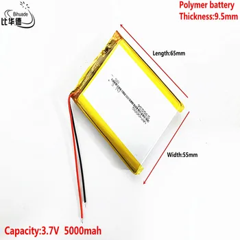 3.7V,5000mAH 955565 Polymer lithium ion / Li-ion battery for tablet pc BANK,GPS,mp3,mp4