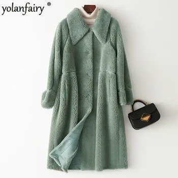 

Women Real Fur Coat Autumn Winter Sheep Fur Wool Coats and Jackets 2020 Korean Warm Overcoat Manteau Femme 978008 YY468