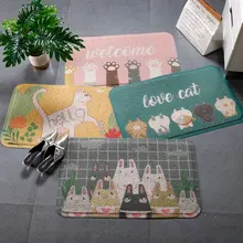 Мультяшный коврик для ног, Шелковый коврик с кольцом в дверь, прорастающий Кот, детский коврик для спальни, ПВХ, открытый Противоскользящий коврик