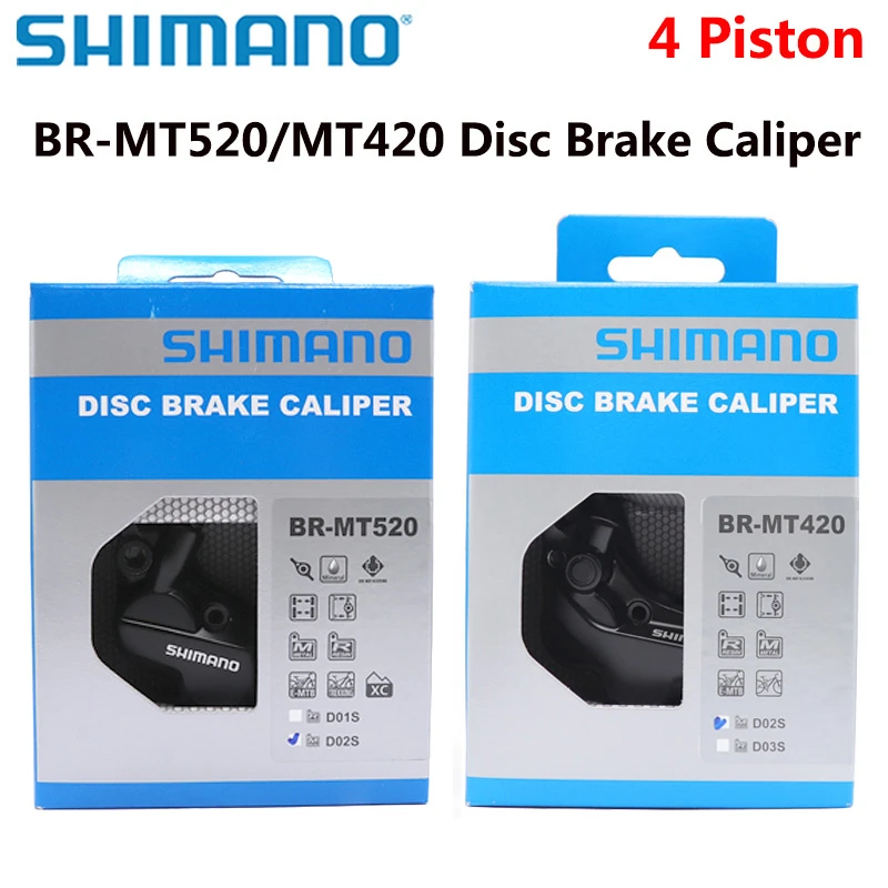 Shimano 4ピストン油圧ディスクブレーキbrmt520 mt420,マウンテンバイク用キャリパーポストマウント,純正品|自転車のブレーキ| -  AliExpress