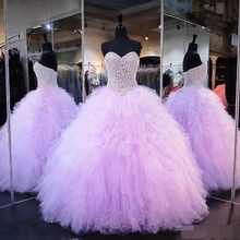 Hot9 сиреневое бальное платье милое расшитое бисером и жемчугом платье с корсетом на спине Пышное Платье размера плюс вечернее платье для выпускного вечера