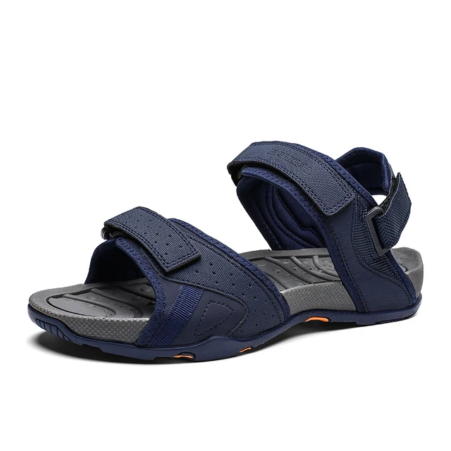 New Summer Men Shoes Classic Men Soft Sandals Breathable Roman Style Male Canvals Beach Sandals Water Shoes Large Size 46 Dark Blue