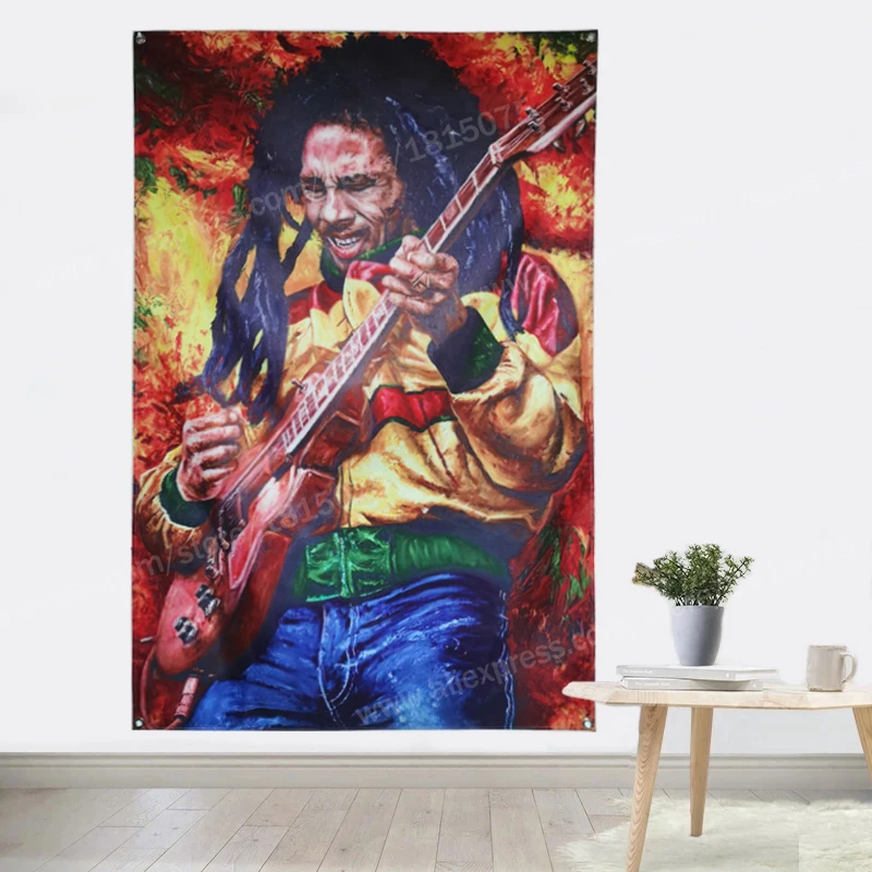 レゲエ音楽アート作品 約140cm x 80cm 歌手カラフルなバナー音楽ロックバンドラスタレゲエジャマイカ家