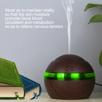 

130ml Mini Electric USB Air Humidifier Oil Diffusers Wood with light Ultrasonic Humidifier for Home Office Bedroom office