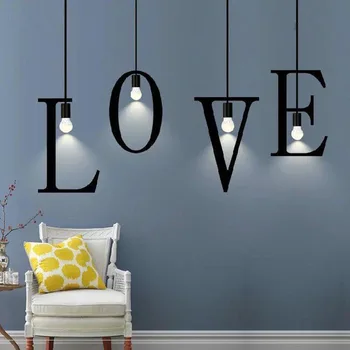 

Creative personality industrial style letter single head small chandelier clothing store decoration lamp modern simple iron lamp