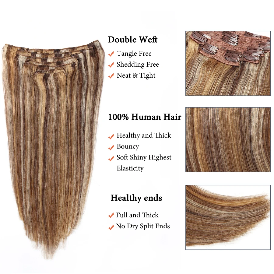 Sindra Человеческие волосы Remy для наращивания на заколках 14 " 24" 90 г 120 7 шт. прямые