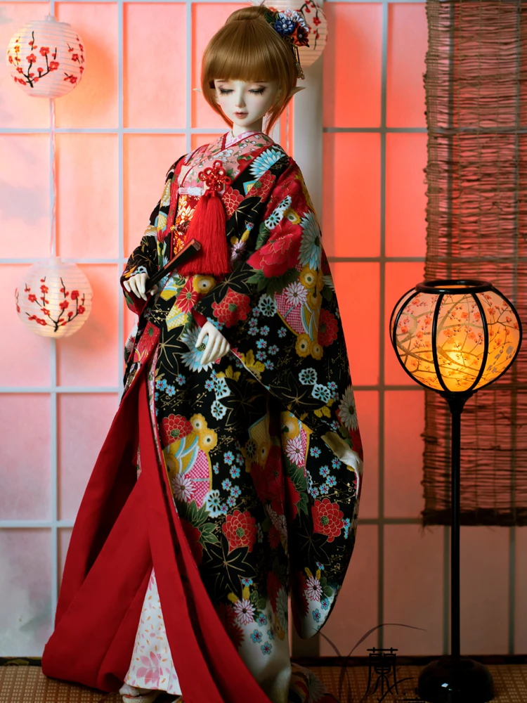 Girl in Violet Kimono Large Kokeshi Doll 