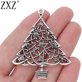 

ZXZ 5pcs Large Christmas Tree Charms Pendants for Necklace Jewelry Making Findings 63x49mm