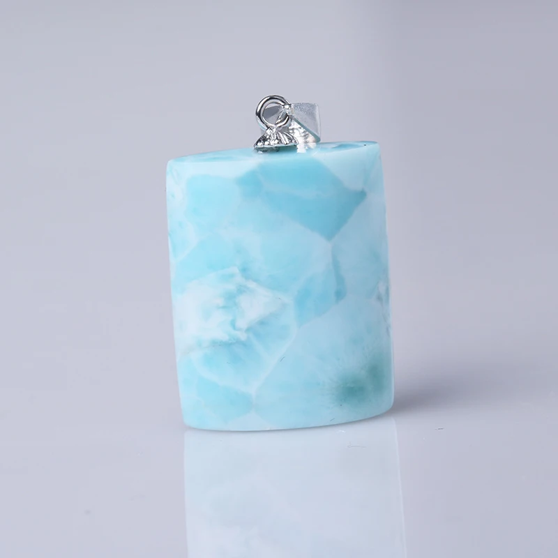 

Natural Larimar stone pendant 925 silver inlaid fashion Japanese and Korean necklace Larimar stone pendant for girlfriend 02