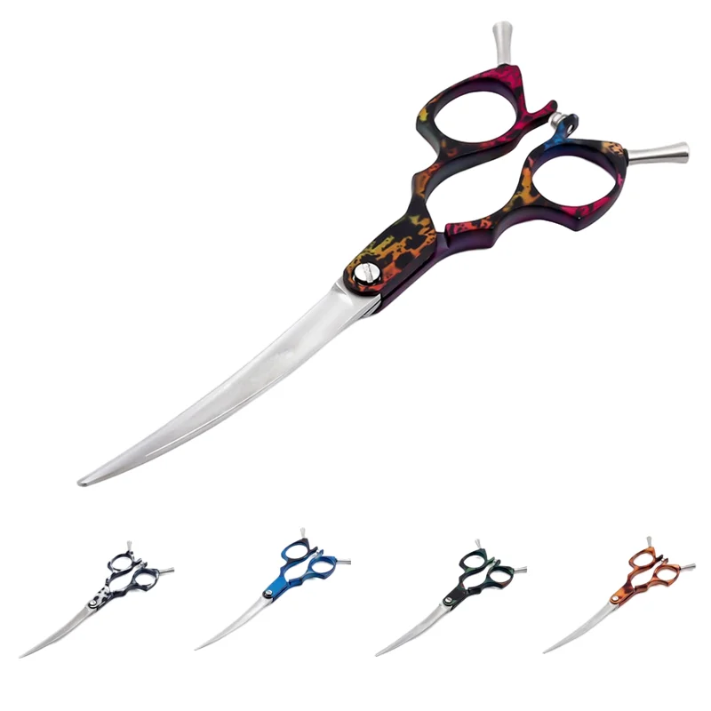 

6 Inch Japan Stainless Steel 440c Aviation Aluminum Handle Pet Hair UP Curved Cutting Scissors Shears Dog Grooming