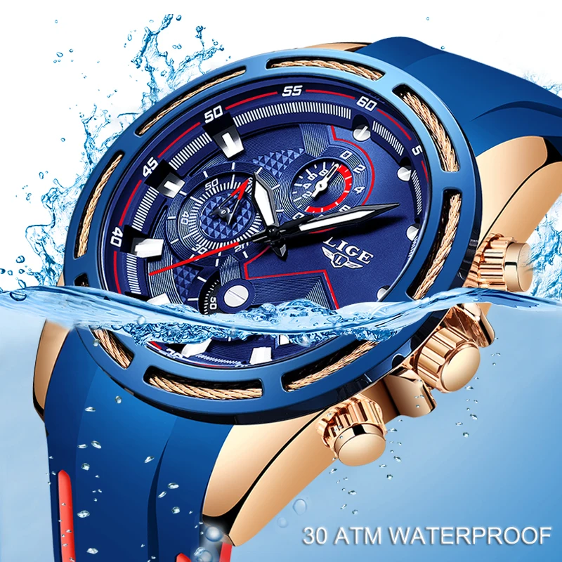 LIGE-reloj analógico de cuarzo para hombre, accesorio de pulsera resistente  al agua con calendario, complemento Masculino deportivo de marca de lujo