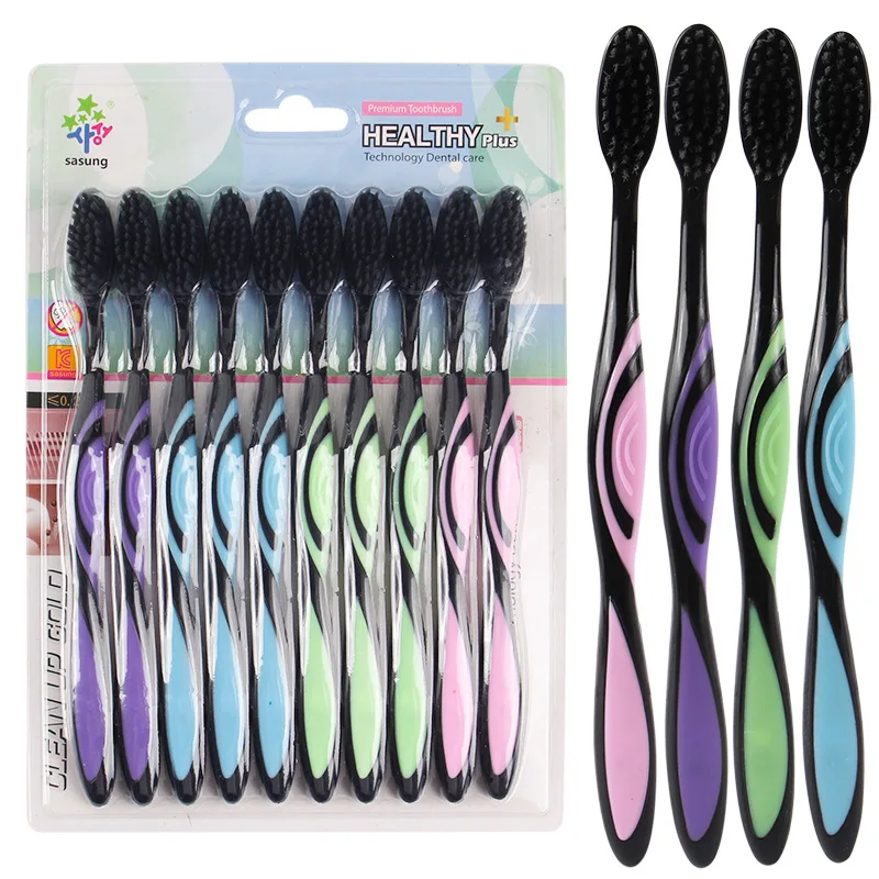 

Sicheng Toothbrush 10 Piece Set Bamboo Charcoal Toothbrush Adult Family Set Soft Bristle Toothbrush Amoy Supply of Goods Cross B