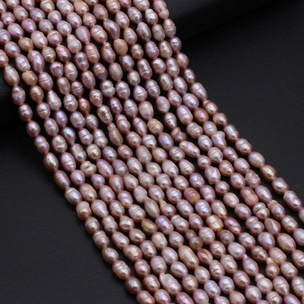 Natural Freshwater Pearl Rice Beads Purple Round Spacer Loose Pearls For DIY Charm Bracelet Necklace Jewelry Accessories Making