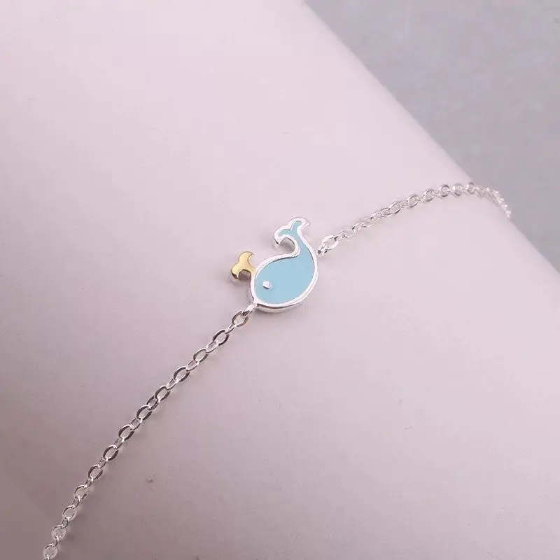 

S925 sterling silver jewelry female dolphin blue bracelet