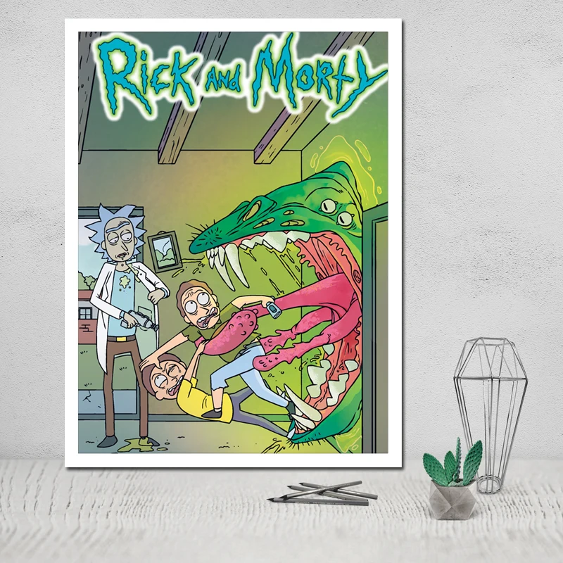 Nordic Style Pictures Wall Art Modular Rick and Morty Canvas Anime Home Decoration Painting Print Poster for Living Room Cuadros - Цвет: BO YXCV2707-02