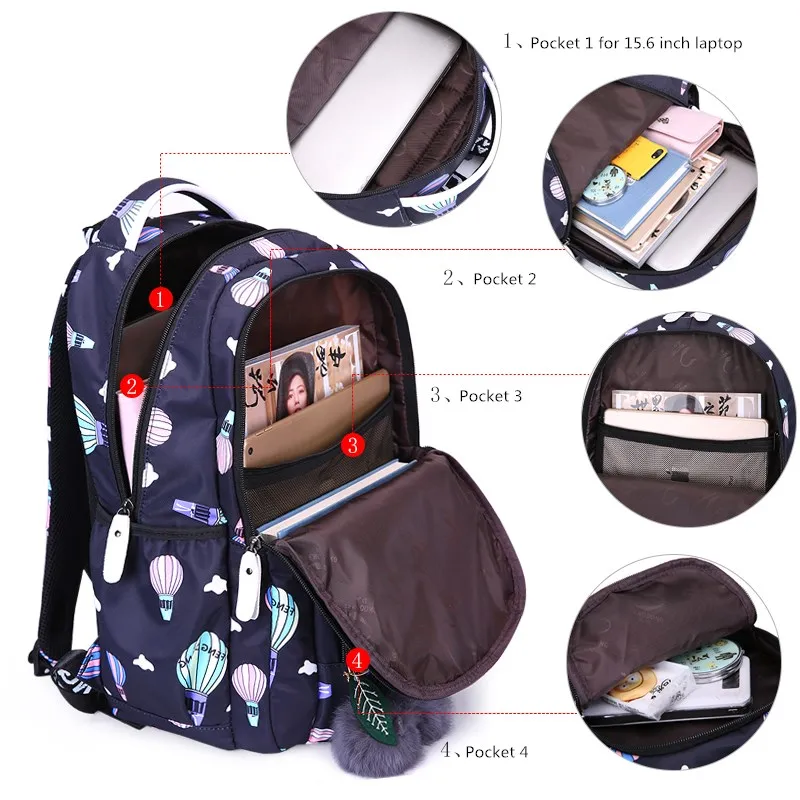 Fengdong cute backpack waterprof nylon school backpack for children school bags for girls child bookbag female flower backpack 5