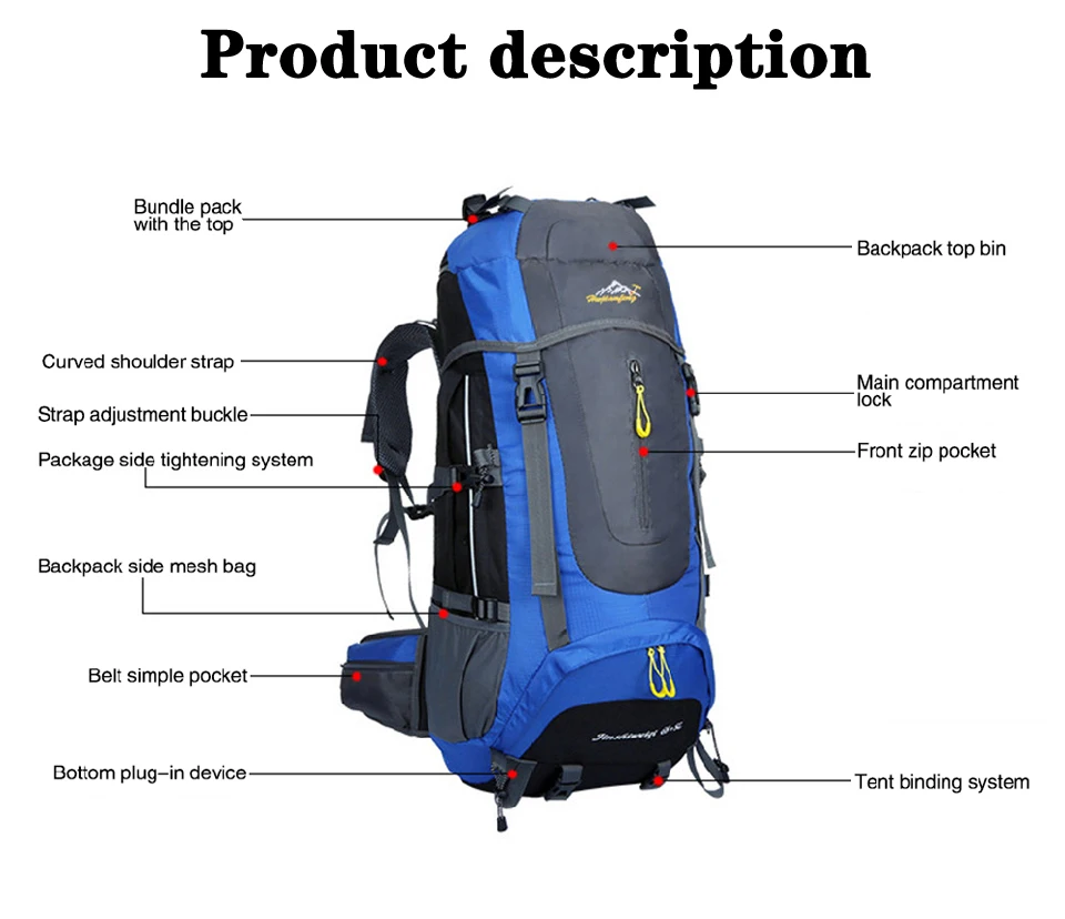 70L водонепроницаемый походный рюкзак, спортивная сумка, рюкзак для путешествий, альпинистские сумки для мужчин и женщин, уличная Экипировка для мужчин t