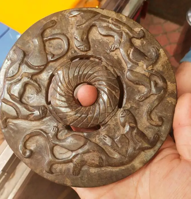 

Copper Satue Chinese old jades carving Ornaments Jade bi