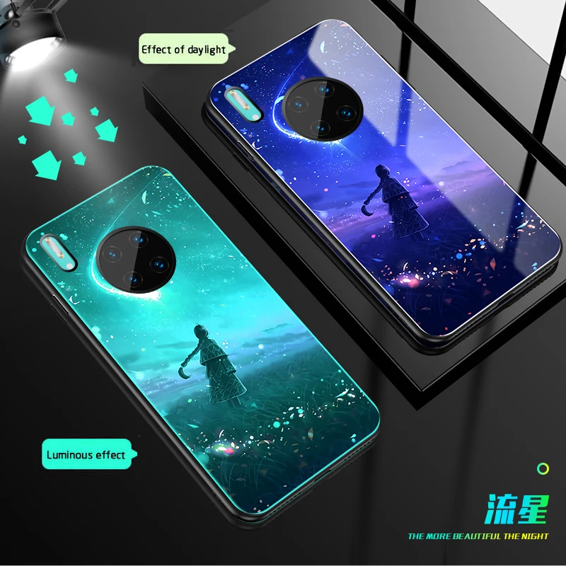 05 Чехол в виде светящегося стекла для huawei mate 30 20 Lite Ночной светильник чехол для mate 30 20 pro задняя крышка для huawei mate 30 5G mate 20X - Цвет: 05