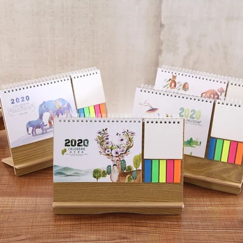 

2020 Wooden Desk Calendar Planner Multi-Function Agenda Table Calendar Post-it Notes To Do List Desktop Calendar Office