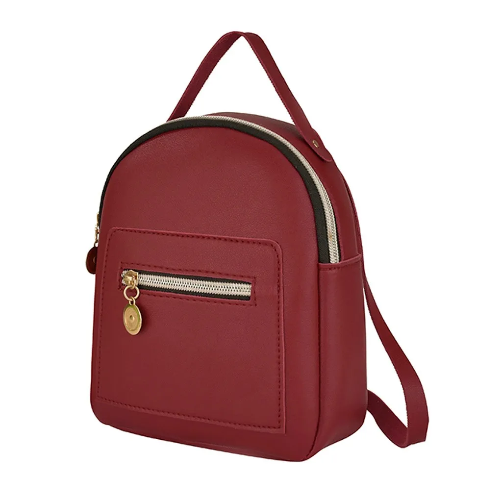 Мини-рюкзак женская сумка через плечо из искусственной кожи для девочек-подростков Детский многофункциональный маленький рюкзак женский школьный рюкзак - Цвет: Red