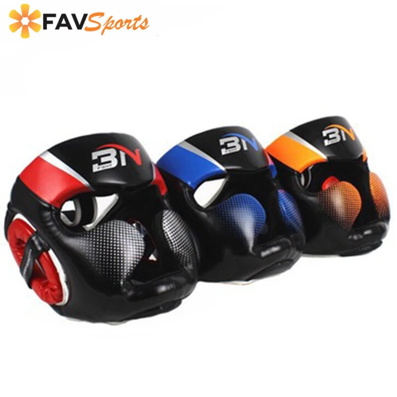 Online Casco de boxeo cubierto completo Muay Thai PU cuero entrenamiento Sparring boxeo equipo de cabeza de gimnasio protector de cabeza taekwondo