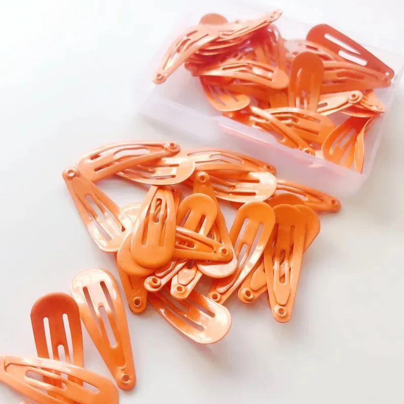 50 шт./кор. корейский конфетных оттенков BB заколки для волос металлическая защелкивающаяся заколка милый 3 см головной убор аксессуары для волос девушки Капля воды твердый зажим для волос - Цвет: Оранжевый