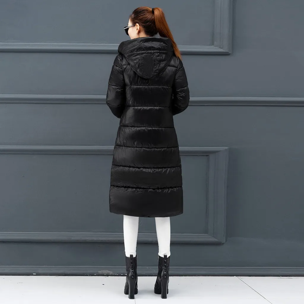 Новая стеганая куртка длинная модная зимняя куртка женская толстая пуховая парка женский тонкий меховой воротник зимнее теплое пальто для женщин# J30