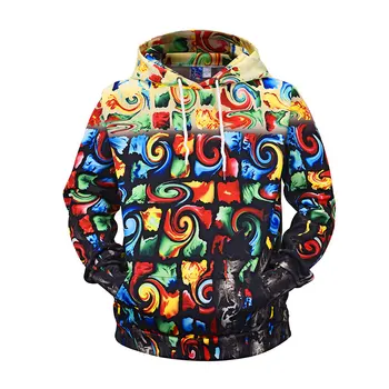 

New Fashion Hooded Sweatshirt Personalized Paisley Color Block European Size Watercolor Wind Paint Tie-dye Hoodie
