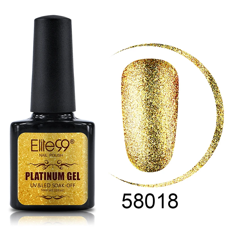 58018 Elite99 10 мл Платиновые Блестки УФ Гель-лак замочить от УФ светодиодный Гель-лак для ногтей Полупостоянный грунт для ногтей Gellak - Цвет: 58018