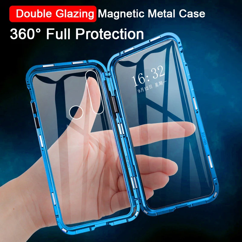 

Magnetic Metal Double Side Glass Case For Huawei Honor Note 10 20 Lite View 20 P30 P20 Pro 8X 9X Nova 5 5i 4 4E 3i Play 3 Cover