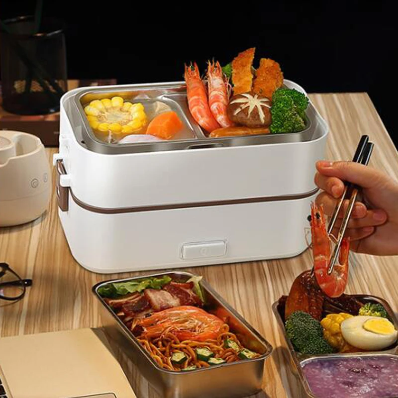 

Double-layer Lunch Box Food Container Portable Electric Heating Insulation Dinnerware Food Storage Container Bento Lunch Box