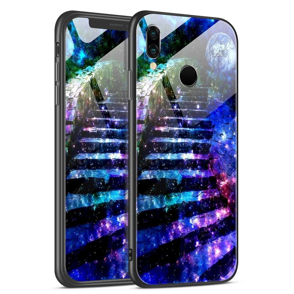W351 Для huawei P20 Lite Pro Plus TPU Мягкий край задняя крышка из закаленного стекла чехол для телефона huawei P20lite/Nove3e модный жесткий чехол - Цвет: W351