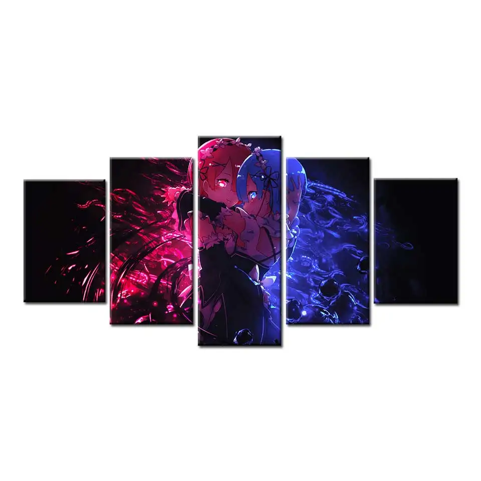 Re Zero poster modern wall art 5 pcs Module Pictures Nordic posters canvas children Boys room home decoration | Дом и сад