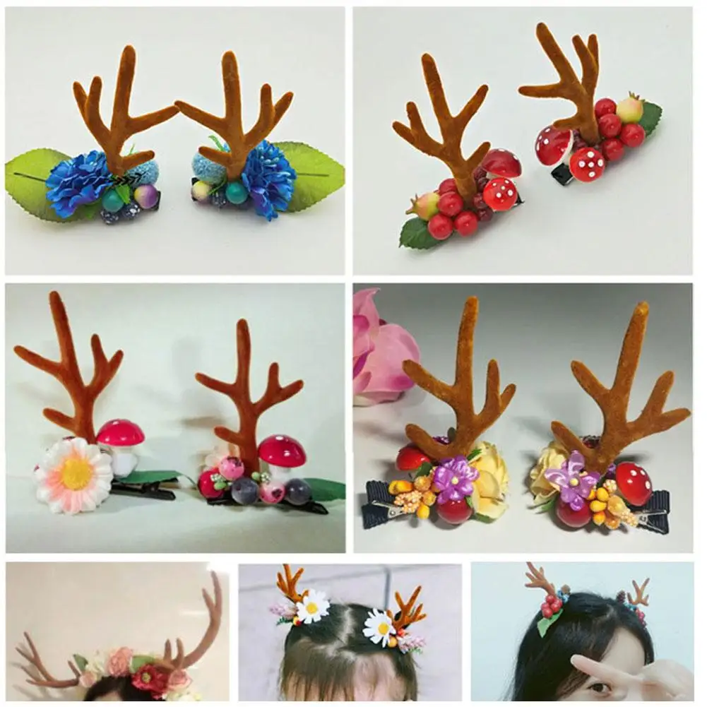 Simulation Plastic Deer Antlers Decor Cosplay Deer Antlers Artificial Deer Horn Headband DIY Accessory Halloween Props Ornament miniature mouse figurines