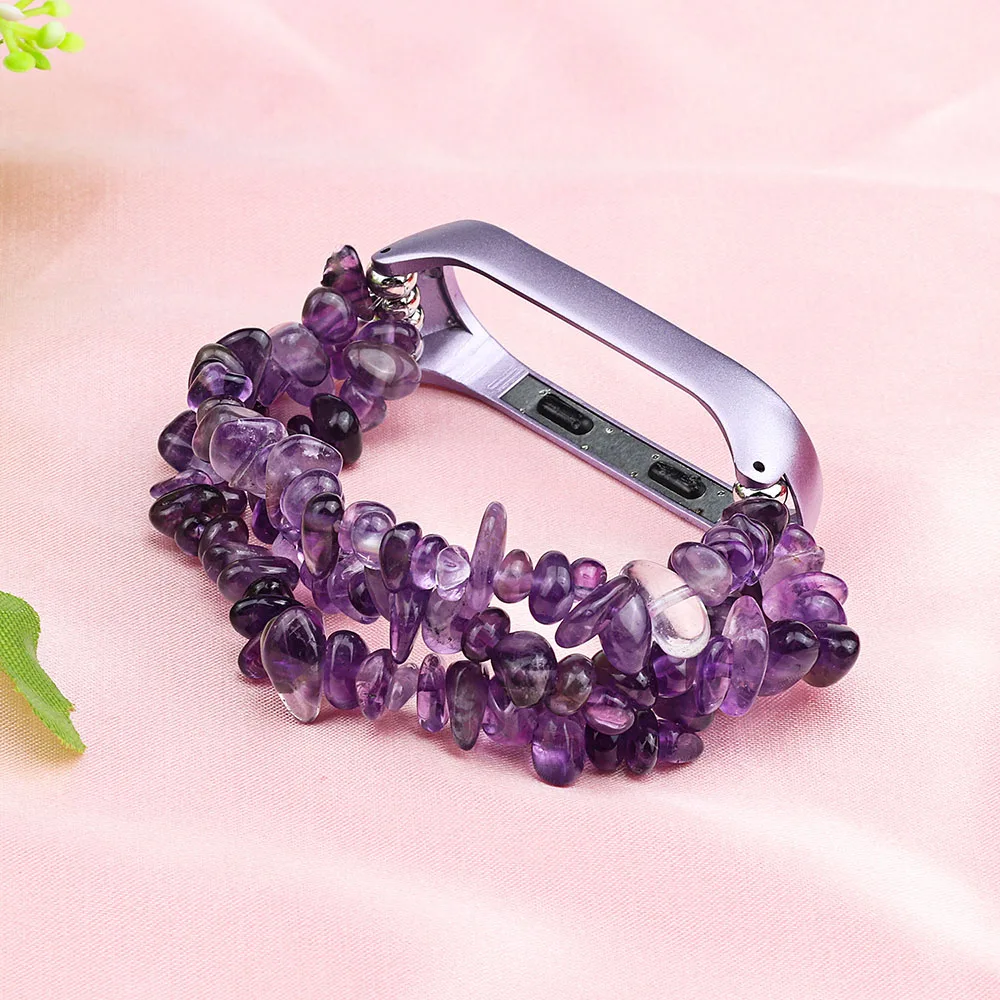 Pulseira de Relógio Faça Você Mesmo para mi Band Faixas com Pedra Natural Frisado Pulseira de Jóias para Xiaomi mi Banda Feminino Elegante Pulseira de Relógio - Image 3