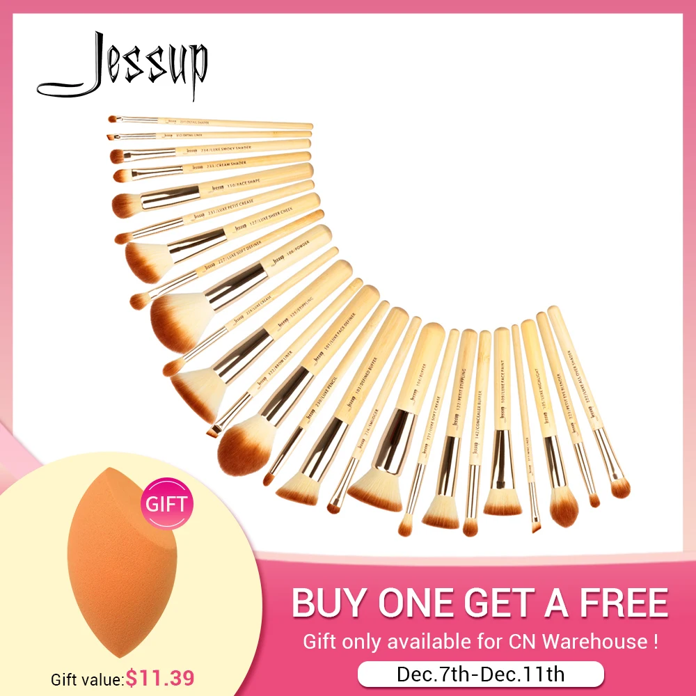 

Jessup Makeup Brushes Set Bamboo Foundation Powder Eyeliner Bronzer Sculpting brush pincel maquiagem Professional Cosmetic Tool