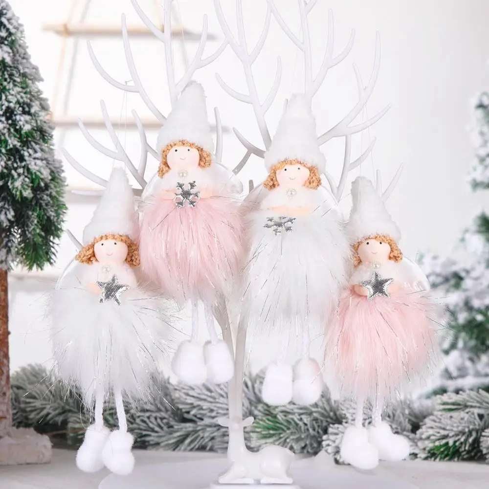 2020 Navidad плюшевые сидя Ангел лося кулон Рождественская елка Декор Санта Клаус