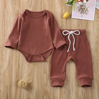 

New Year Clothes Newborn Baby Boy Girl Clothes Long Sleeve Romper Tops+Trousers Outfit Autumn Set 0-24 months