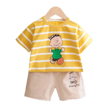 

Summer Baby Boys Kids Clothes Set Outfits Cotton Charlie Brown Toddler T-shirt Short Pants 2PCS Children Clothing Sport Suit