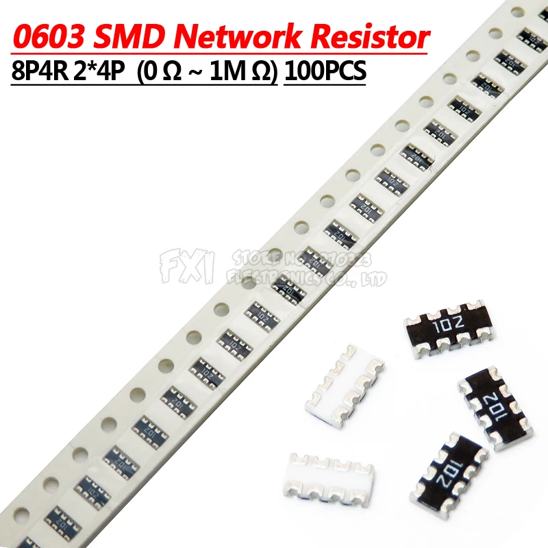 100pcs 2K ohm Ω 202 5% 1/16W 4D03 8P4R-0603 0603x4 SMD Chip Resistor Array NEW 
