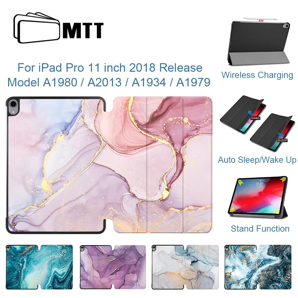 MTT Чехол для iPad Pro 11 дюймов 1 е поколение 2018 мраморная искусственная кожа флип
