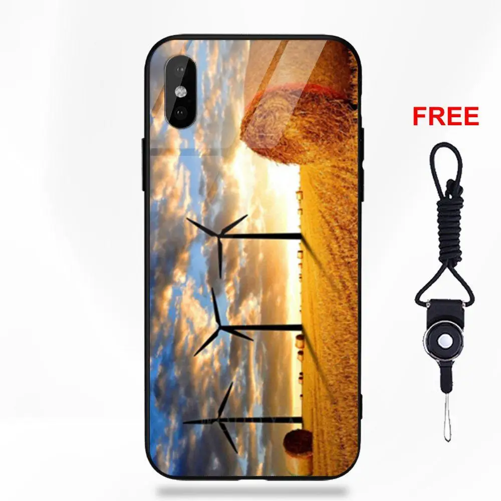 Природа Пейзаж ветряные турбины для Apple iPhone 5 5C 5S SE 6 6S 7 8 Plus X XS Max XR Мягкий ТПУ чехол закаленное стеклянные крышки Чехлы - Цвет: as picture