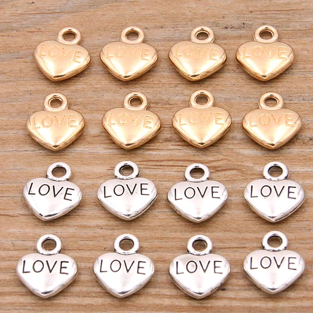 30pcs 9*9mm 7 Color Metal Enamel Small Mini Heart Charms Gold Plated Love  Pendants For DIY Bracelet Necklace Jewelry Making