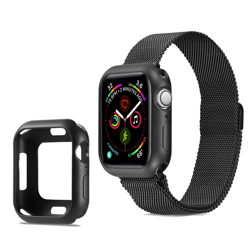 Силиконовый защитный чехол для Apple Watch 5 4 3 2 1 40 мм 44 мм защитный бампер полный чехол Аксессуары для iwatch 38 мм 42 мм