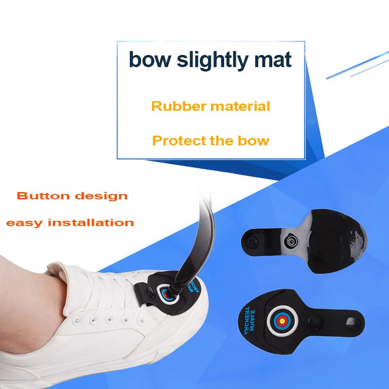 

Black 8 * 5.5cm Archery Anti-Slip Toe Pads Bow Stringing Aids Rubber Bow Foot Pads High Toughness With Snap-On Spacers