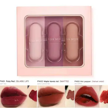 

Specifications Mini Capsule Lip Glaze Mirror Matte Velvet Three-line Lip Glaze Set Lasting Moisturizing Non-stick Cup