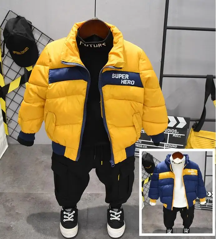 Детская одежда, зимний комплект одежды для маленьких мальчиков, зимнее пальто, плюшевая футболка, плюшевые штаны, комплект из 3 предметов, комплекты одежды для мальчиков 2-6 лет