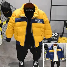 Детская одежда, зимний комплект одежды для маленьких мальчиков, зимнее пальто, плюшевая футболка, плюшевые штаны, комплект из 3 предметов, комплекты одежды для мальчиков 2-6 лет