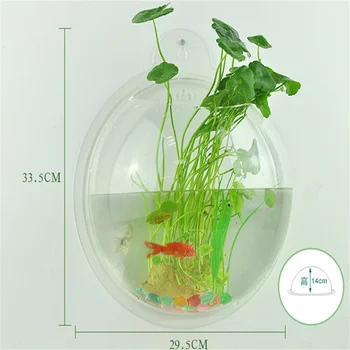 

33.5*29.5CM Acrylic Transparent Fish tank Hanging Wall fish bowl Plastic Fish Aquariums